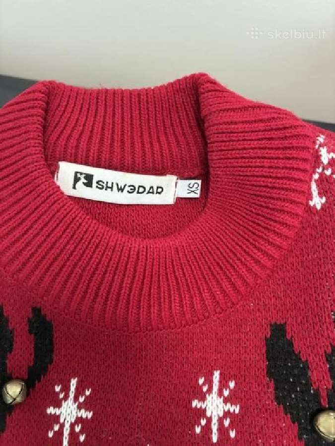 Kalėdinis Shwedar megztinis su elniu ir varpeliuka - nuotraukos Nr. 2