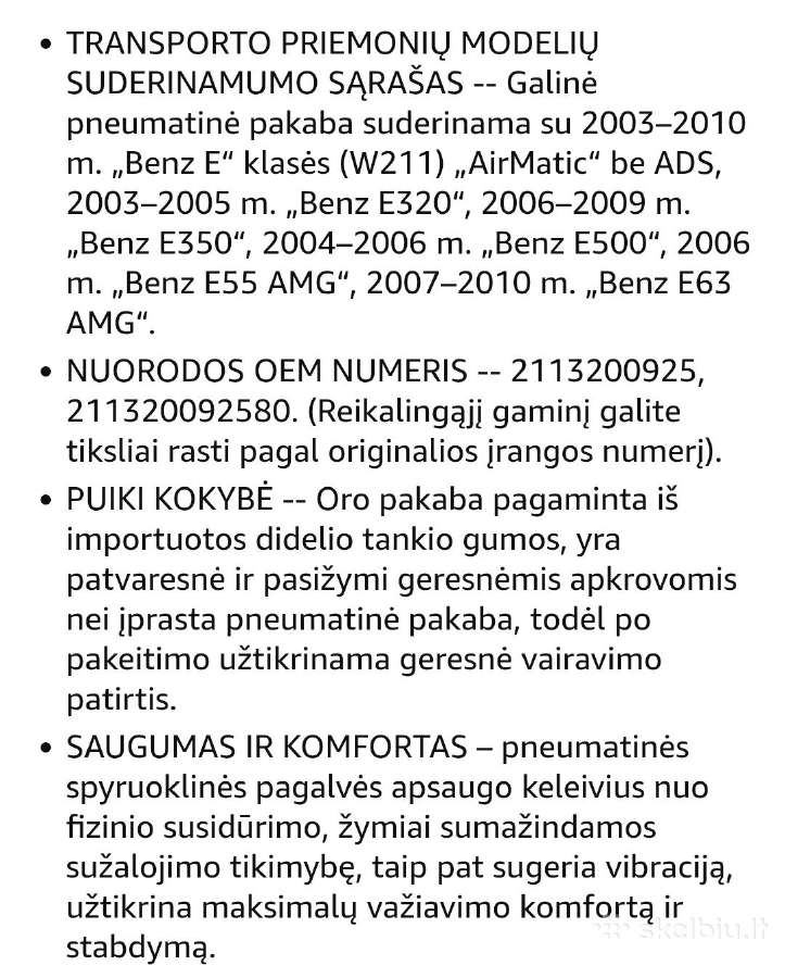Mercedes Benz galine pneumatine oro pagalvė - nuotraukos Nr. 5