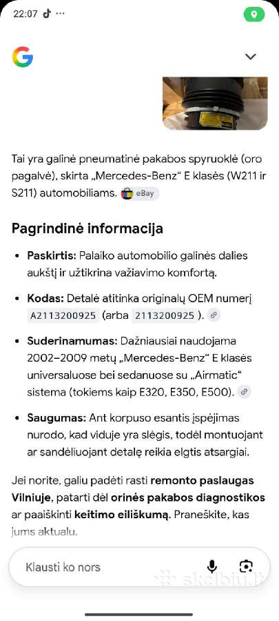 Mercedes Benz galine pneumatine oro pagalvė - nuotraukos Nr. 6