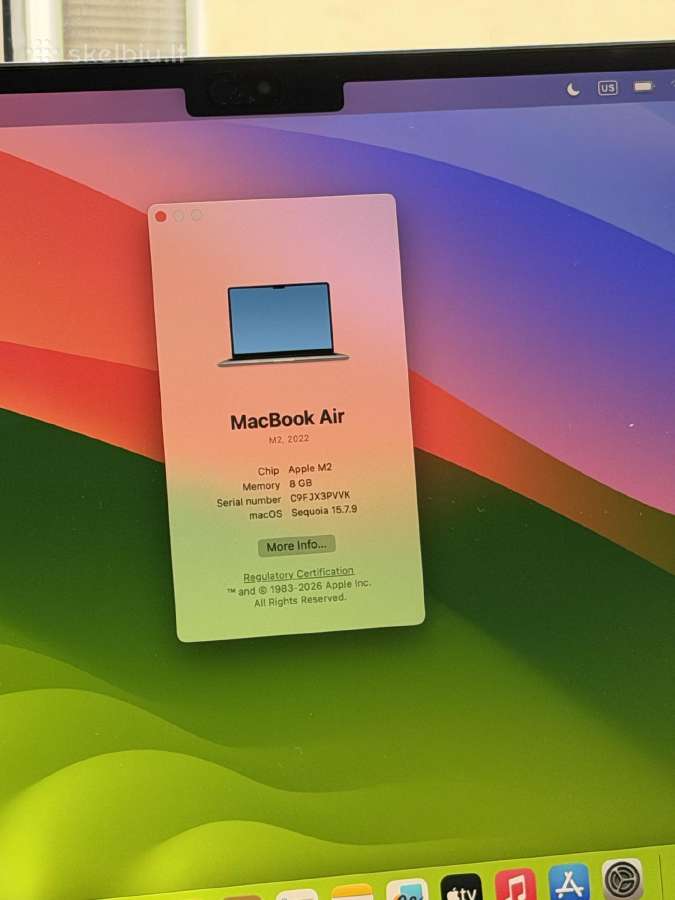 Apple MacBook air M2 512gb - nuotraukos Nr. 9