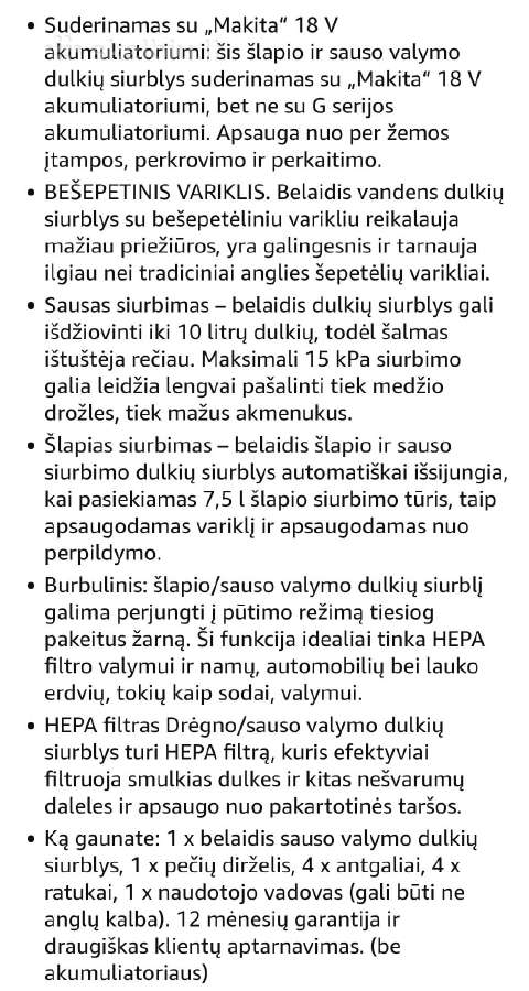 Akumuliatorinis sauso slapio valymo siurblys - nuotraukos Nr. 5