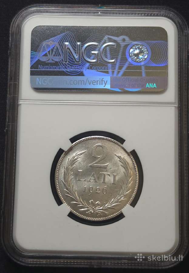 2 latai, Latvija (1926 m.) (Ngc Ms 63) - nuotraukos Nr. 2