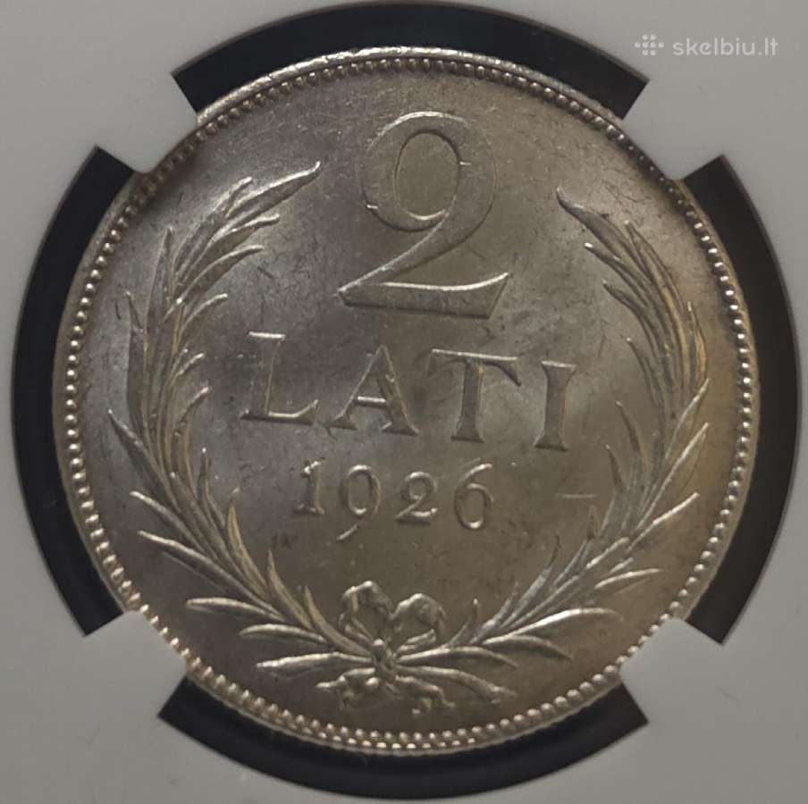 2 latai, Latvija (1926 m.) (Ngc Ms 63) - nuotraukos Nr. 3