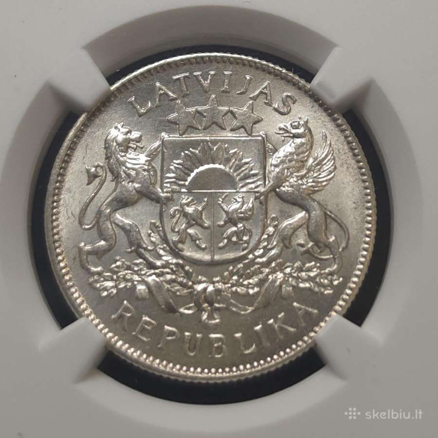 2 latai, Latvija (1926 m.) (Ngc Ms 63) - nuotraukos Nr. 5