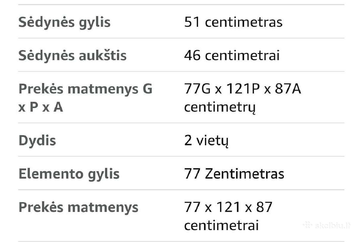Vesgantti dvivietė mini sofa,121cm - nuotraukos Nr. 6