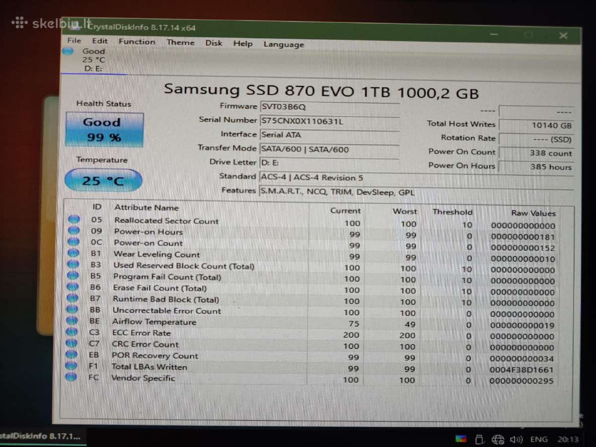 Samsung 870evo SSD 1tb - nuotraukos Nr. 2