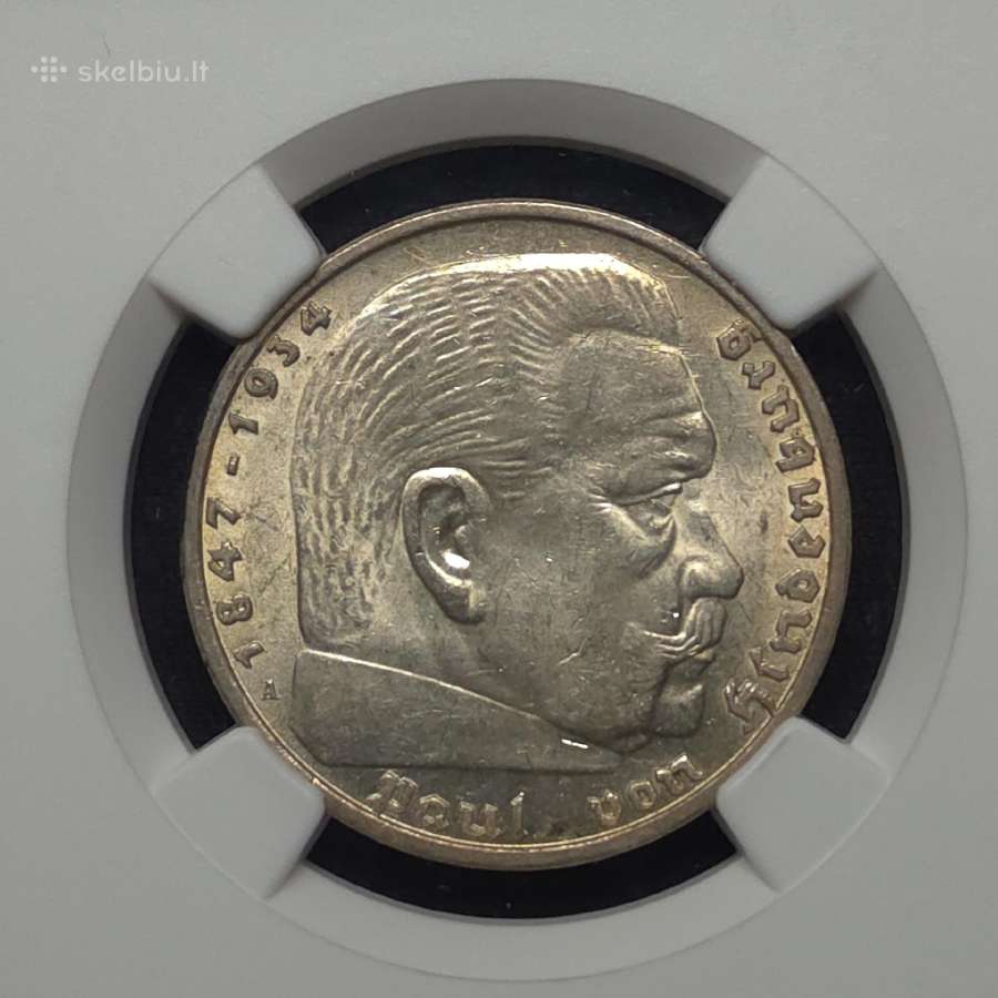 5 Reichsmarkės, Vokietija (1936 A) (Ngc Ms 62) - nuotraukos Nr. 3