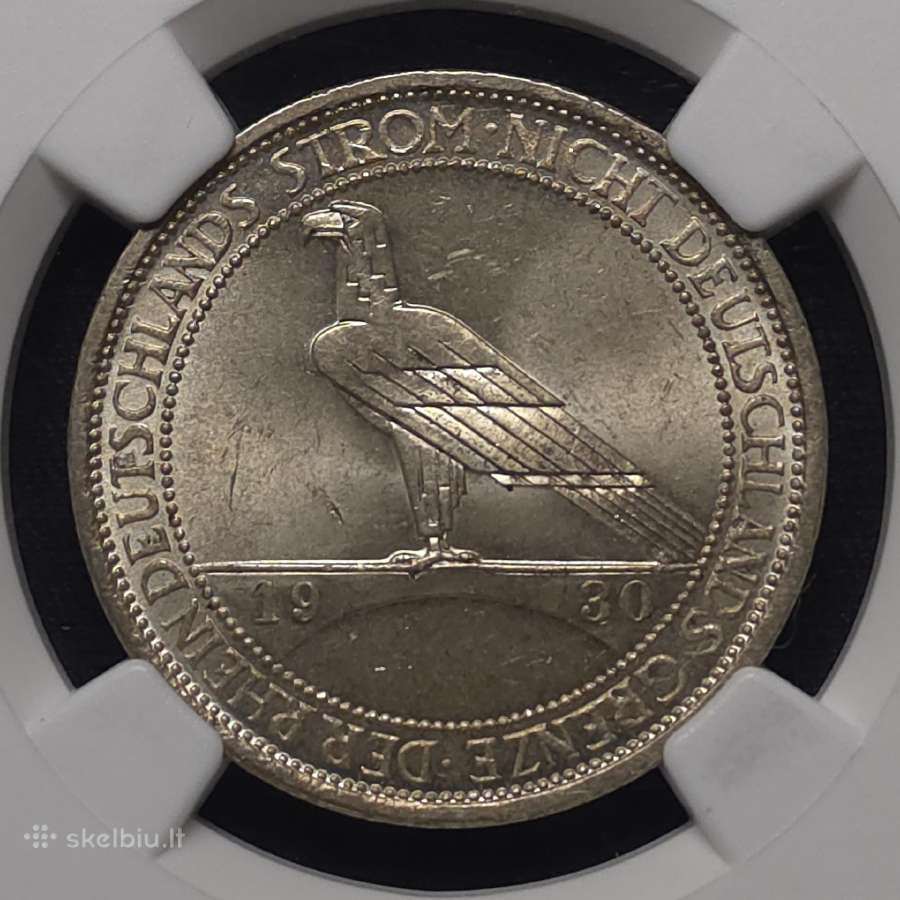 3 Reichsmarkės, 1930 D, Ngc Ms63 - nuotraukos Nr. 4