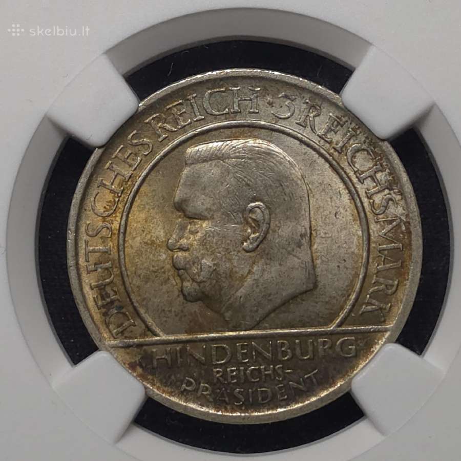 3 Reichsmarkės, 1929 m. Konstitucija. Ngc Ms 63 - nuotraukos Nr. 2