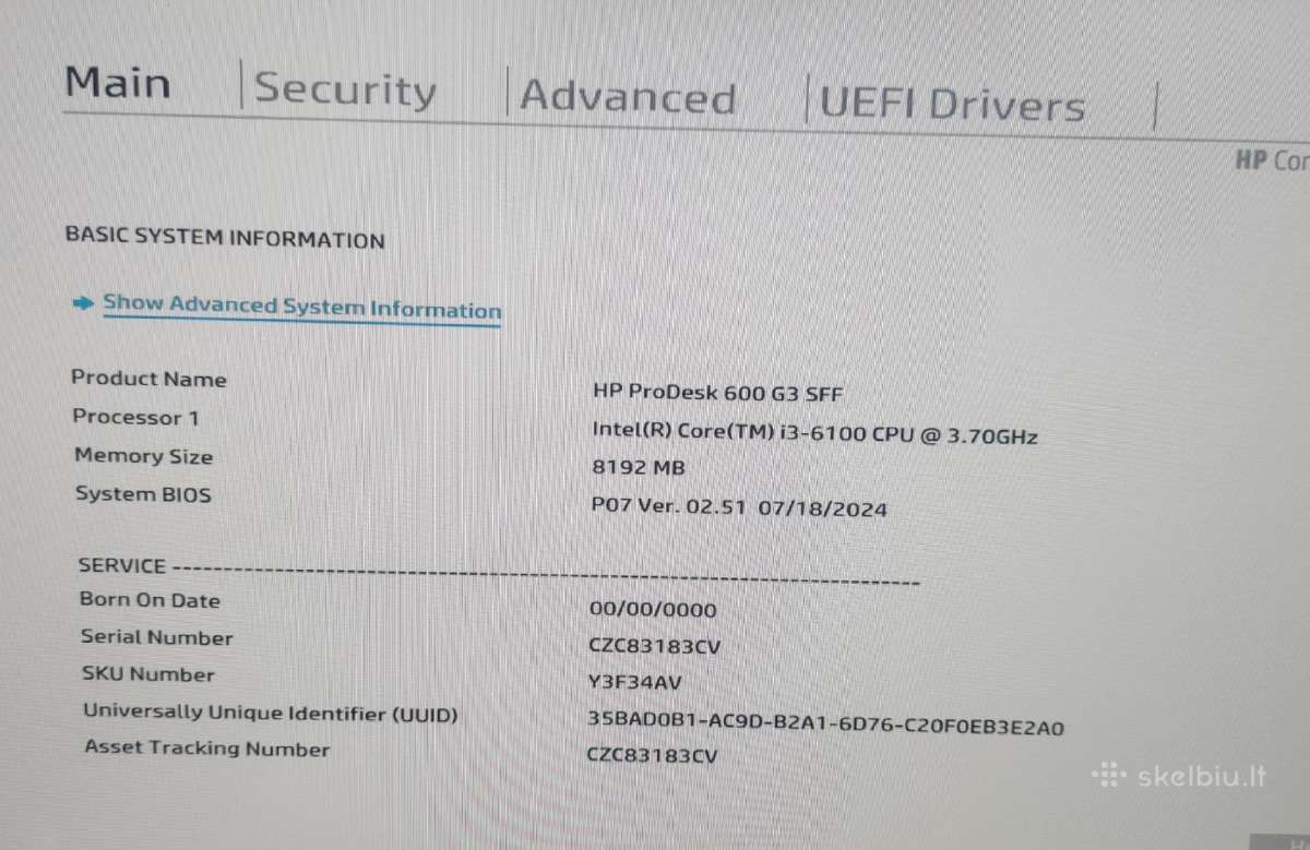 Hp Prodesk 600 G3 i3-6100 Sff - nuotraukos Nr. 3