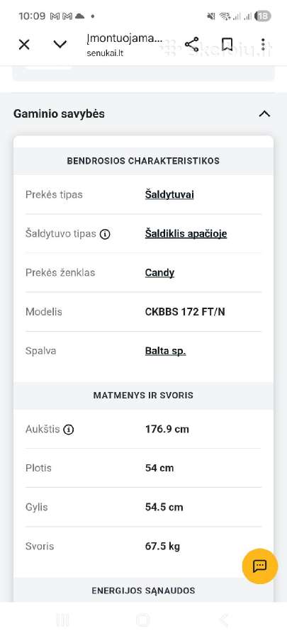 Įnontuojamas šaldytuvas Candy - nuotraukos Nr. 4