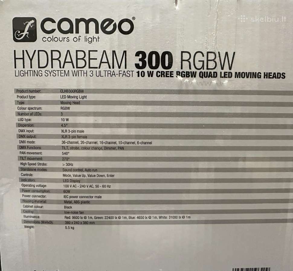 Šviesos Efektai Cameo Hydrabeam 300rgbw - nuotraukos Nr. 5