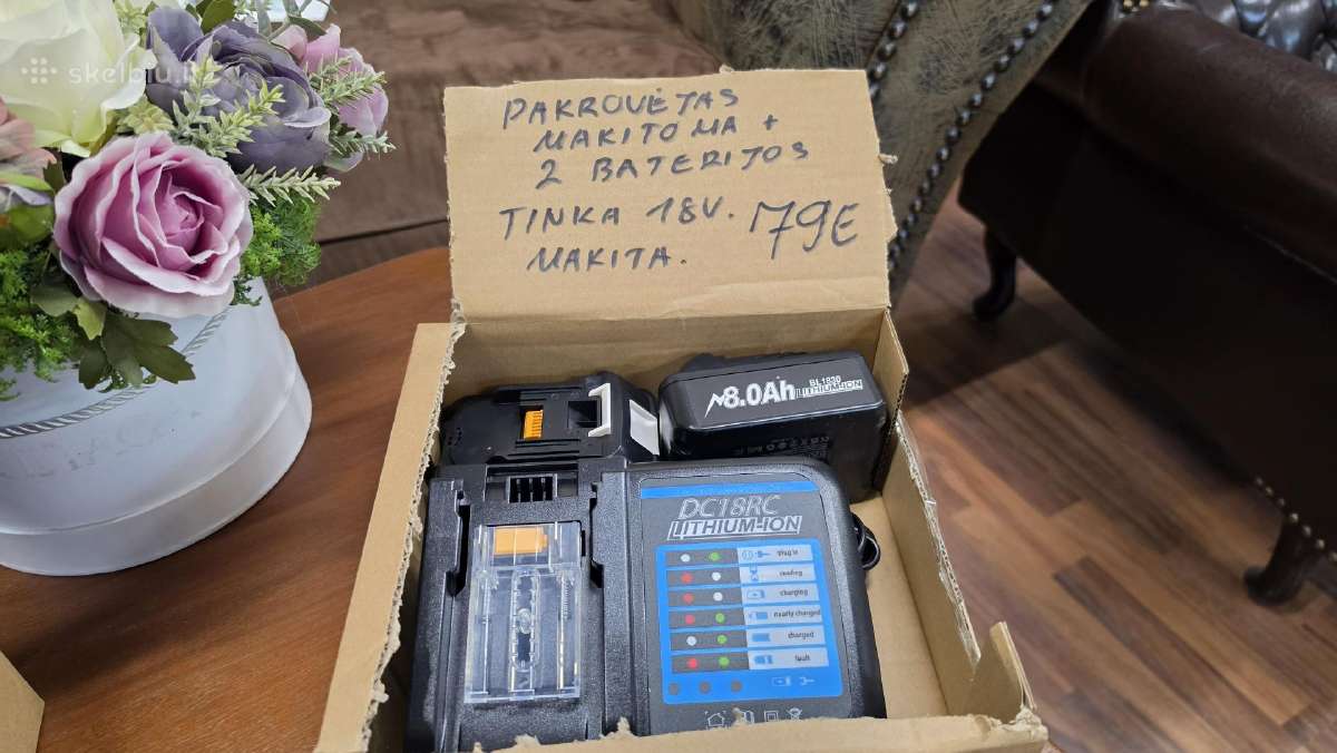 Makitom 18v pakrovejas dvigubas+2baterijos - nuotraukos Nr. 2