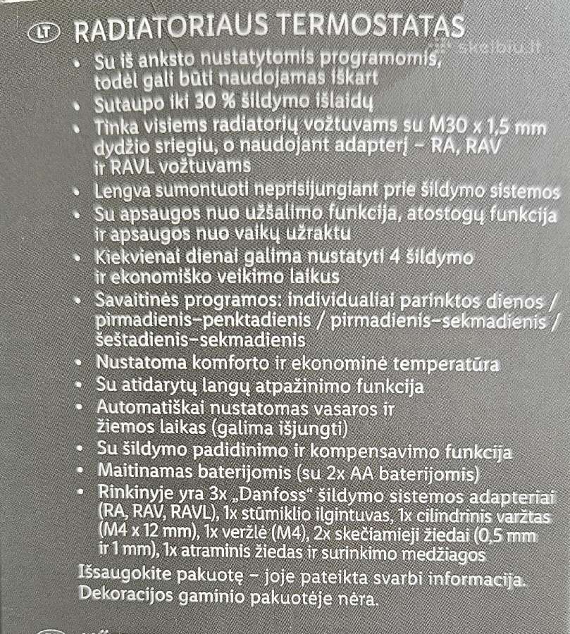 Radiatoriaus termostatas skaitmeninis 3vnt - nuotraukos Nr. 2