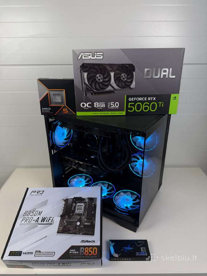 Naujas Žaidimų Pc Rtx 5060ti Ryzen 5 9600x Ddr5 - nuotraukos Nr. 18