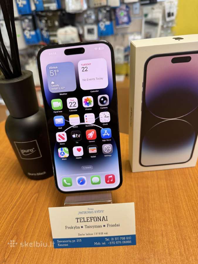 iPhone 14pomax 128gb Black Su Garantija - nuotraukos Nr. 2