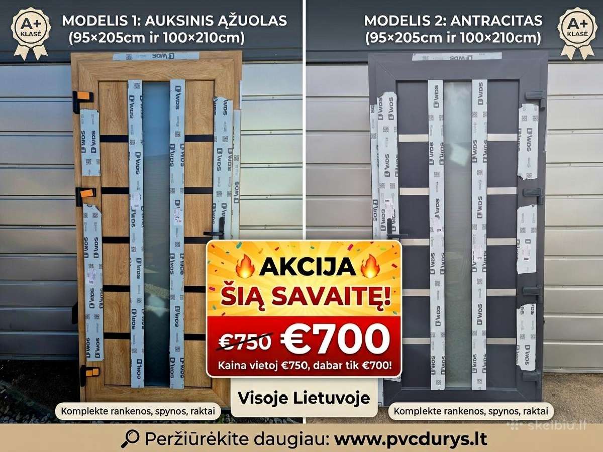 Plastikinės lauko durys, įvairių modeliu - nuotraukos Nr. 3