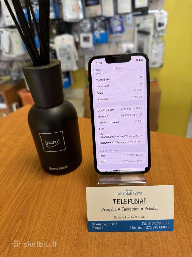 iPhone 13mini 128gb Black Su Garantija - nuotraukos Nr. 4