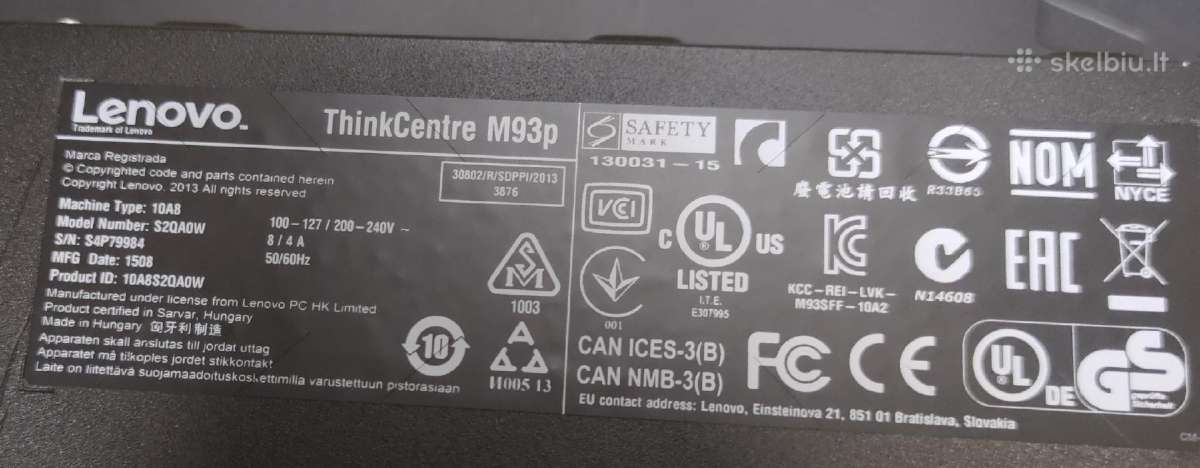 Lenovo Thinkcentre M93p I5-4570 RAM 8gb - nuotraukos Nr. 5