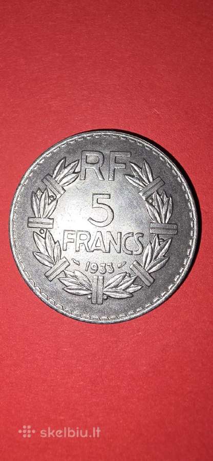 Prancūzija 5 frankai 1933 - nuotraukos Nr. 2
