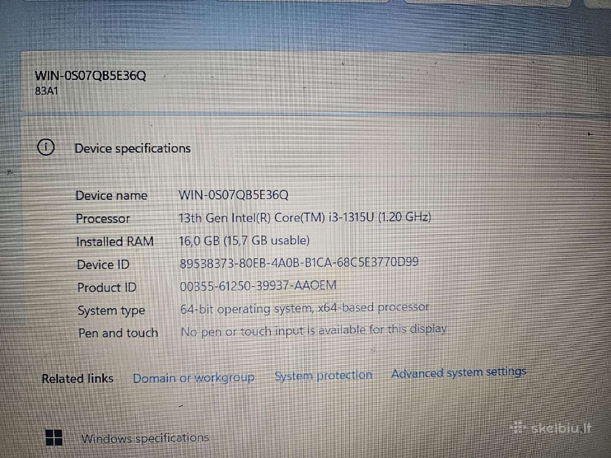 Lenovo V15 G4 Iru(13th Gen i3 / 16gb RAM / 512gb) - nuotraukos Nr. 4