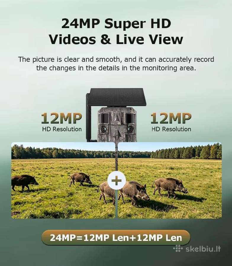 Medžioklinė kamera 4G 24mp Dual Len+ai+GPS+no-glow - nuotraukos Nr. 11