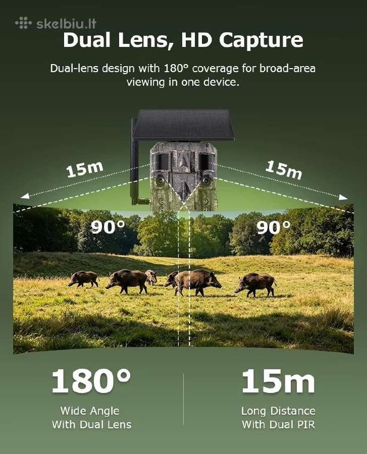 Medžioklinė kamera 4G 24mp Dual Len+ai+GPS+no-glow - nuotraukos Nr. 4