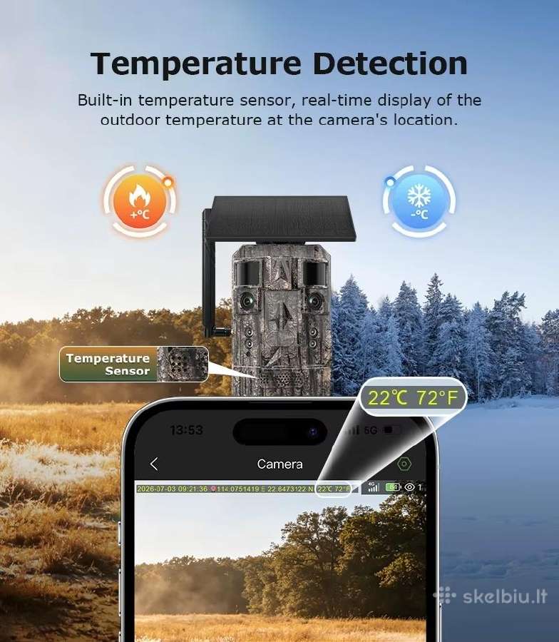 Medžioklinė kamera 4G 24mp Dual Len+ai+GPS+no-glow - nuotraukos Nr. 9