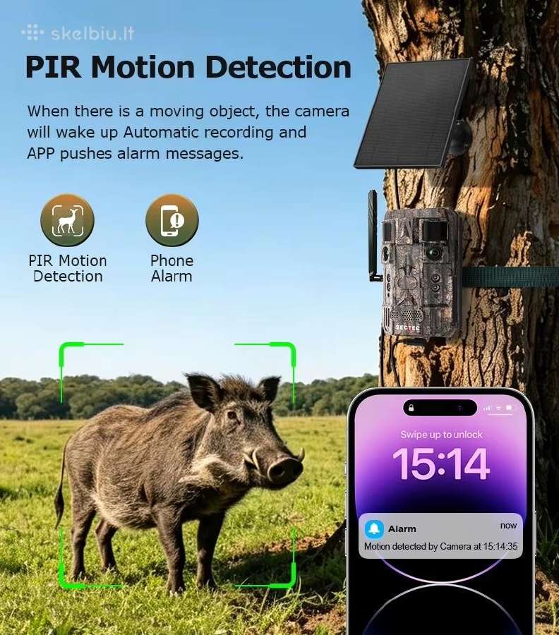 Medžioklinė kamera 4G 24mp Dual Len+ai+GPS+no-glow - nuotraukos Nr. 12