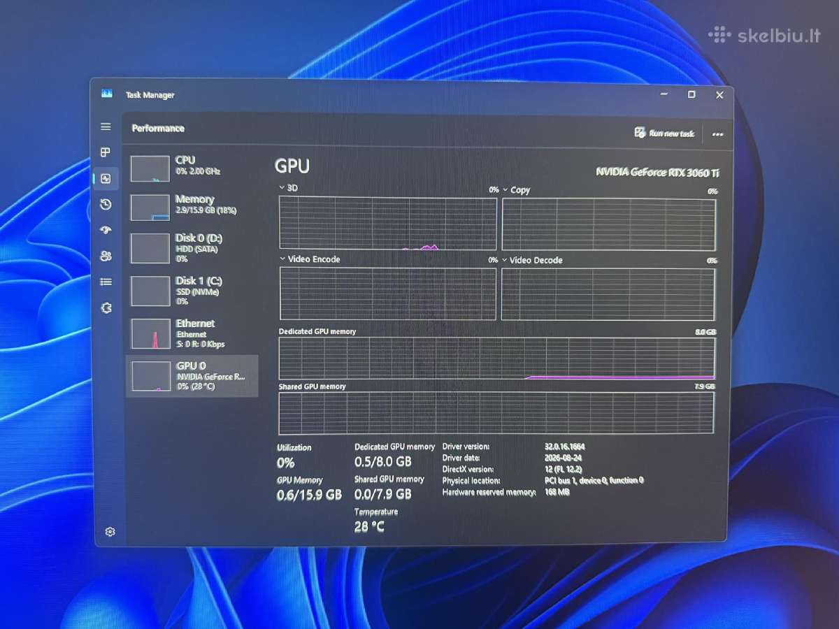 Galingas kompiuteris i5 10th / Rtx 3060 Ti / 16gb - nuotraukos Nr. 13