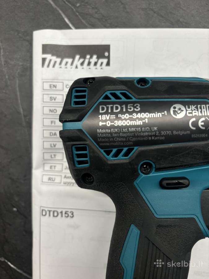 Akumuliatorinis smūginis suktuvas Makita Dtd153 - nuotraukos Nr. 2
