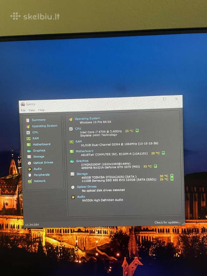 Gaming Pc i7-6700 Gtx 1070 8gb 16gb Ddr4 - nuotraukos Nr. 8