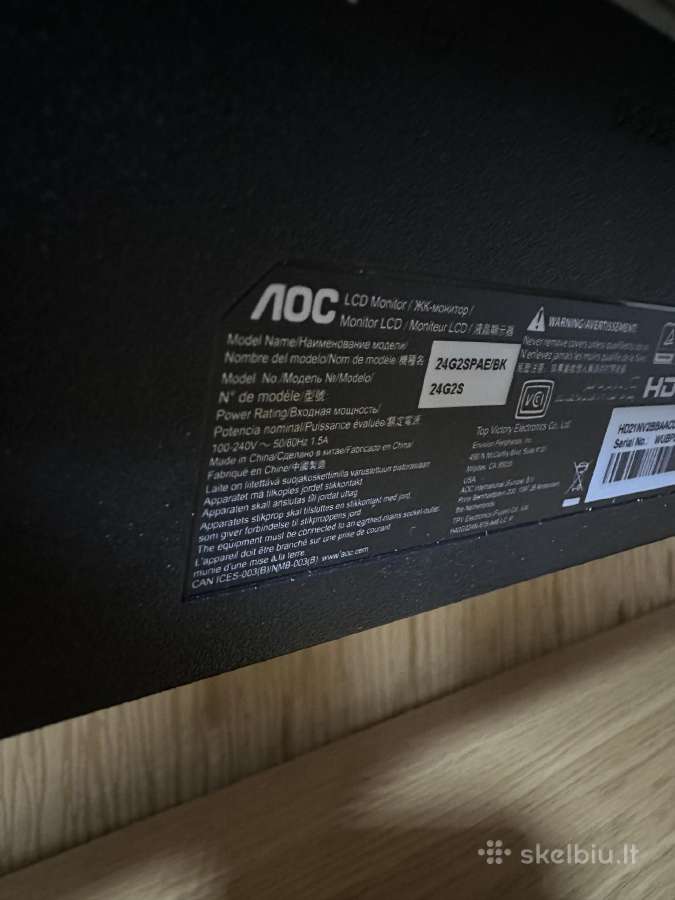 Aoc 144hz/1ms/23,8 Ips/full HD - nuotraukos Nr. 4