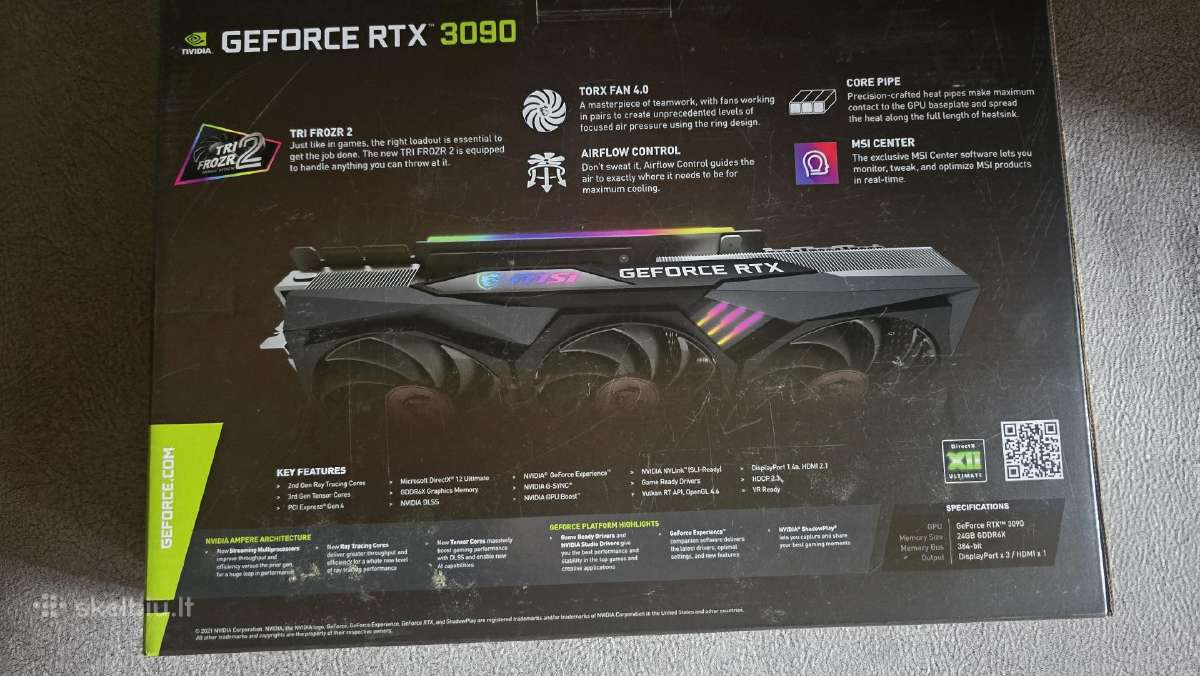 Msi Geforce Rtx 3090 Gaming X Trio 24gb Vram Ai - nuotraukos Nr. 2