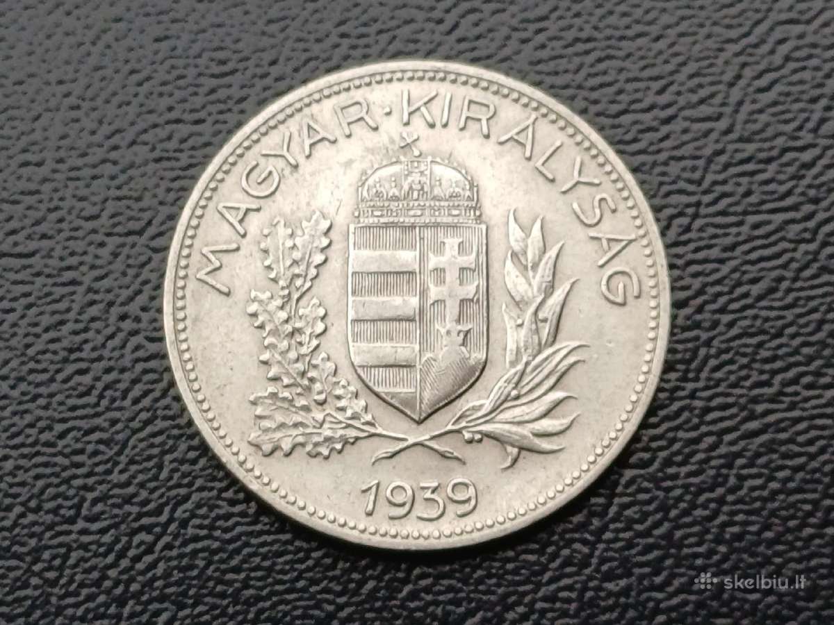 1 pengo 1939m. Vengrija sidabras - nuotraukos Nr. 2