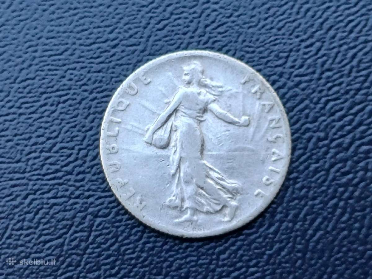 50 centimų 1916m. Prancūzija sidabras - nuotraukos Nr. 2