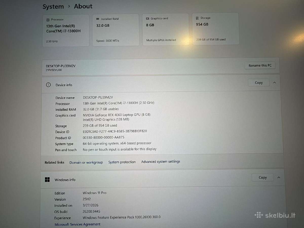 Lenovo Thinkpad P1 Gen 6, 32gb, Rtx 4060, i7, 1tb - nuotraukos Nr. 8