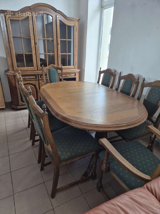 Ąžuolinis, tvirtas valgomojo stalas +8kėdės - nuotraukos Nr. 2