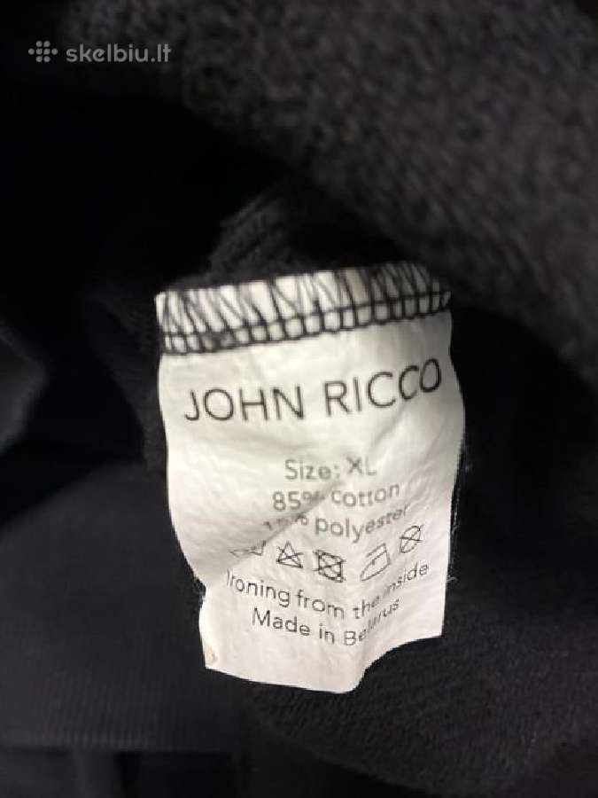 Originalus juodas John Ricco džemperis su gobtuvu - nuotraukos Nr. 2