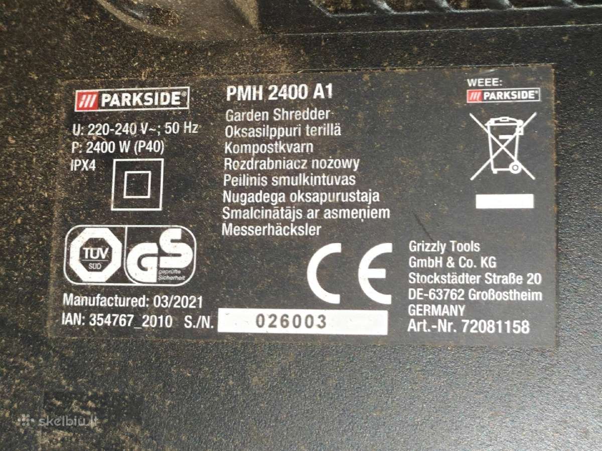 Parkside Peilinis smulkintuvas Pmh 2400 A1 - nuotraukos Nr. 4