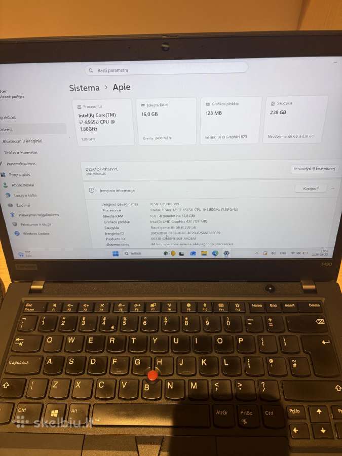 Lenovo Thinkpad T490 – i7, 16 GB RAM - nuotraukos Nr. 4