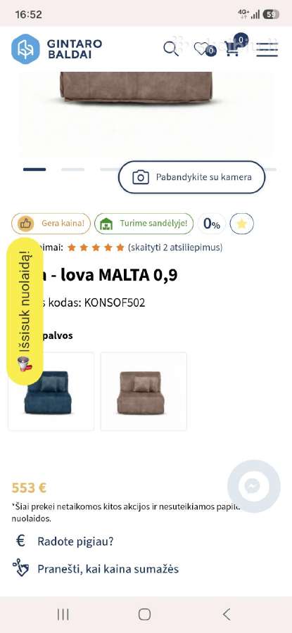 Kompaktiška, daili,viengulė sofa-lova 'Malta' - nuotraukos Nr. 4