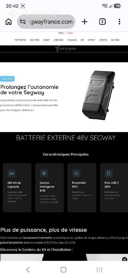 Segway Max G3 E 2000w, + papildoma baterija 48v - nuotraukos Nr. 6