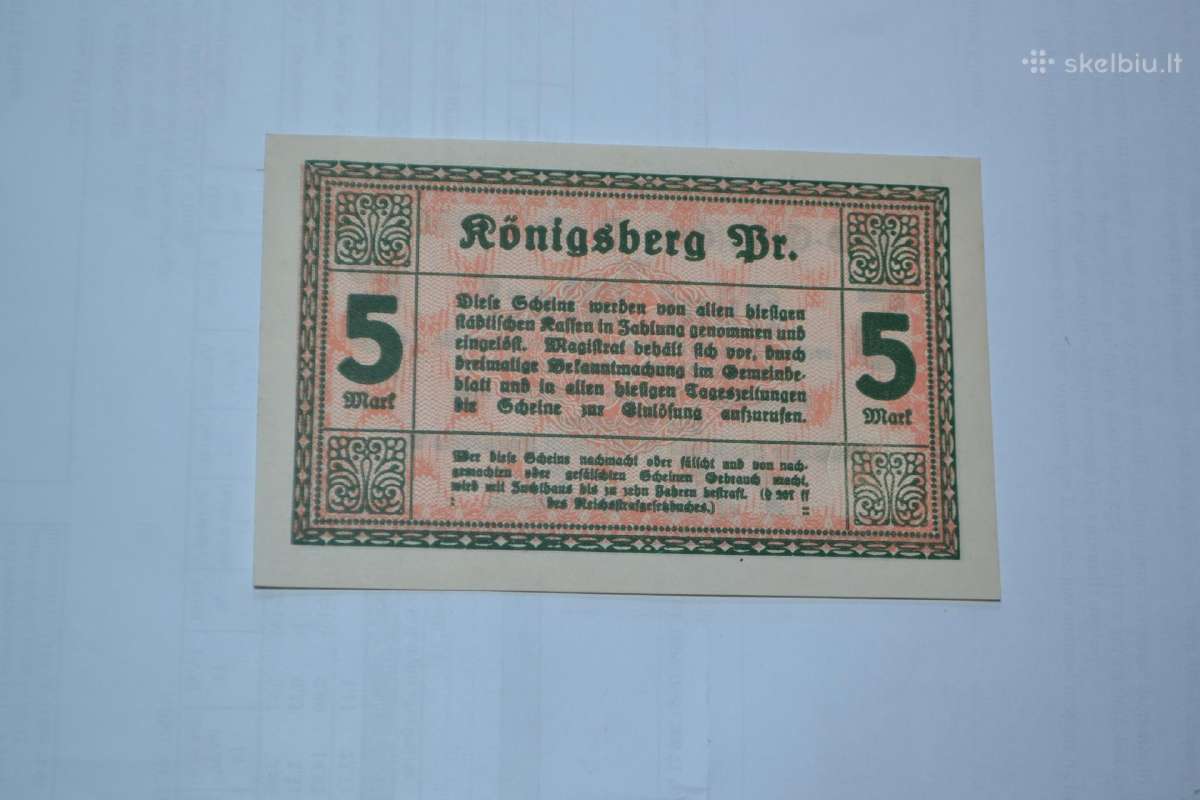 1918 m.5 markes Karaliaucius unc - nuotraukos Nr. 2