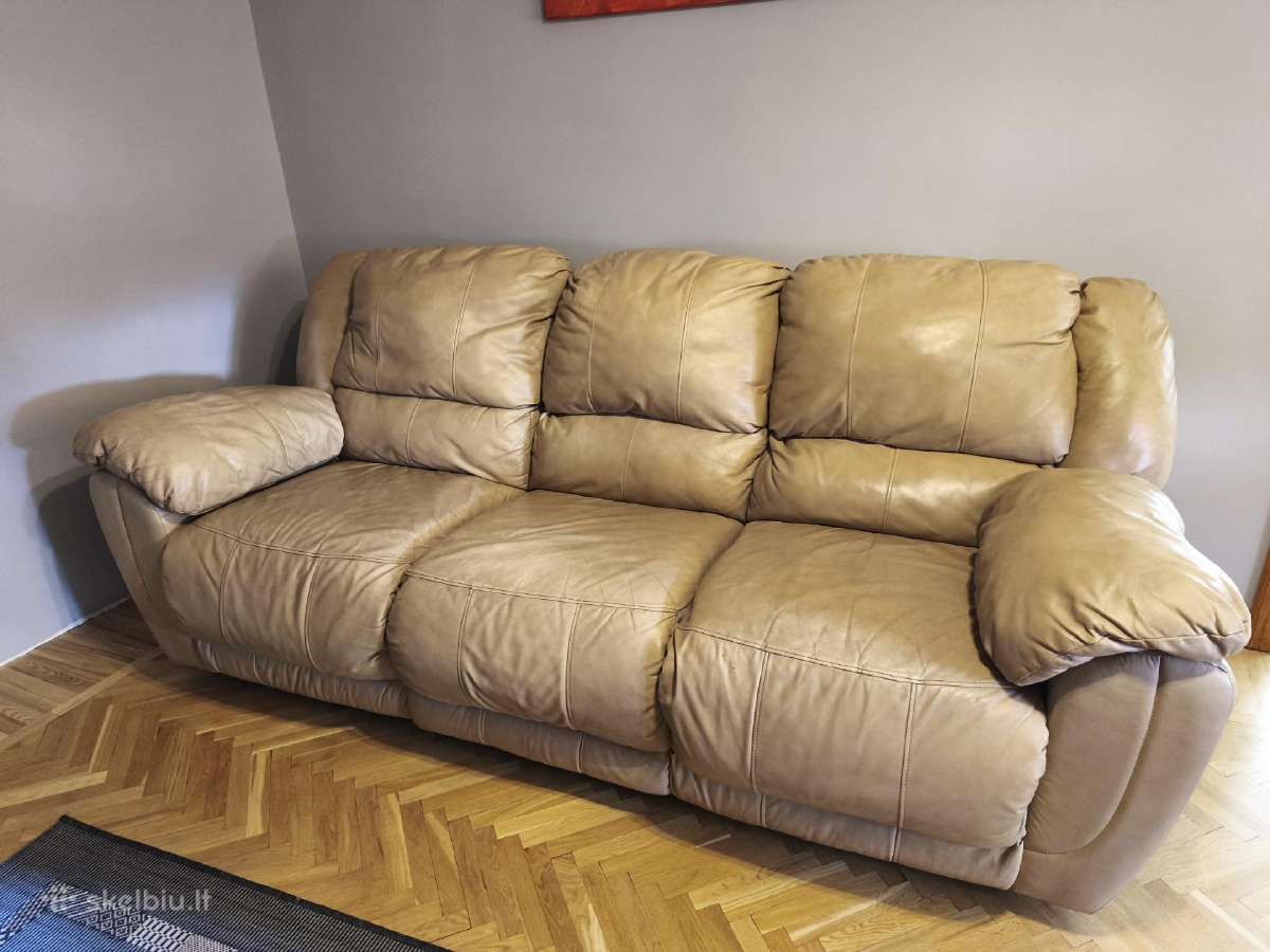 Patogi odinė trivietė sofa su reglaineriais - nuotraukos Nr. 6