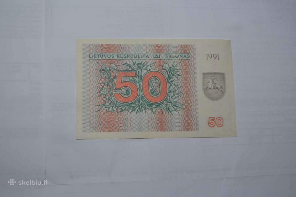 50 talonu 1991m.be uzraso.puikus banknotas - nuotraukos Nr. 2