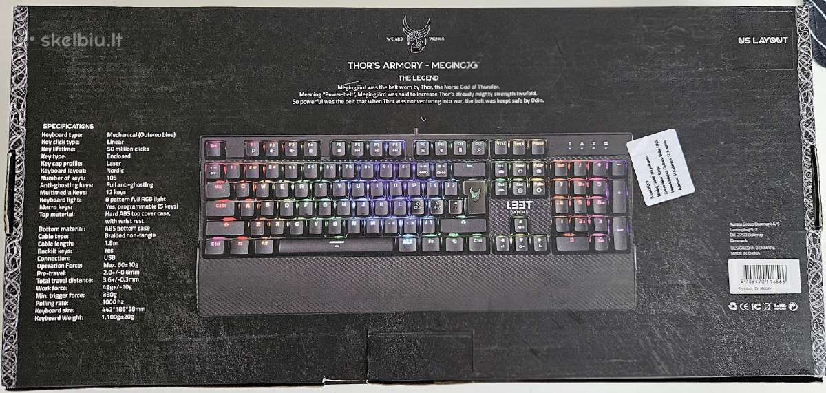 Mechaninė gaming klaviatūra L33t Viking Megingjord - nuotraukos Nr. 6