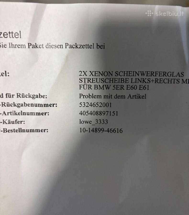Priekinių Xenon žibintų stiklų komplektas Bmw E60 - nuotraukos Nr. 3