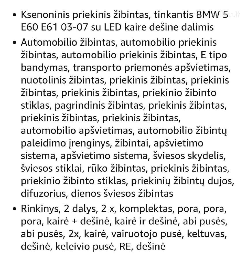 Priekinių Xenon žibintų stiklų komplektas Bmw E60 - nuotraukos Nr. 4