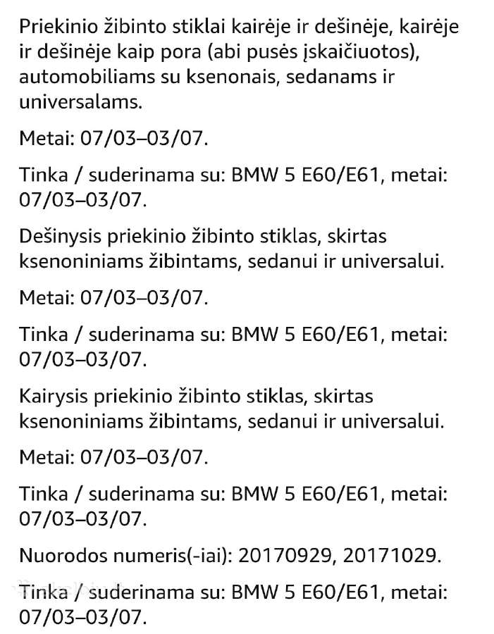 Priekinių Xenon žibintų stiklų komplektas Bmw E60 - nuotraukos Nr. 5